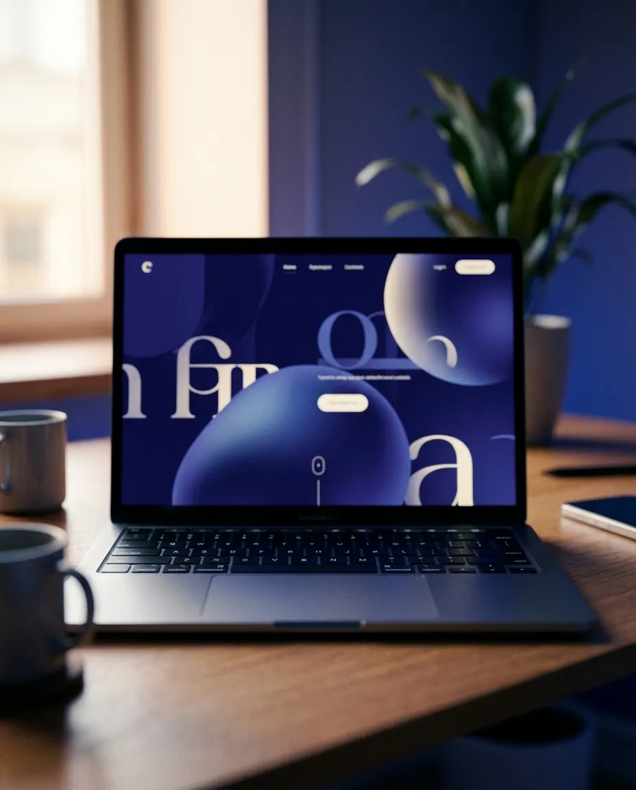 Création de sites internet - laptop avec design moderne indigo